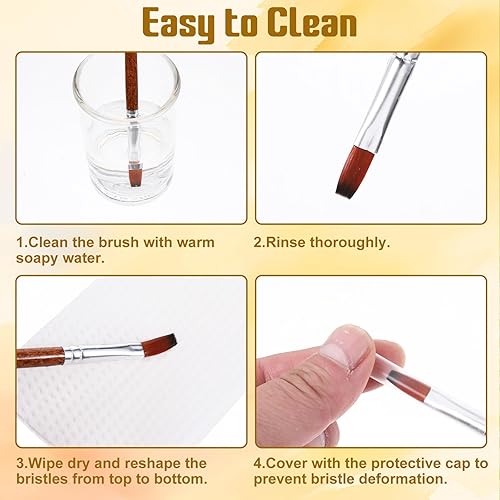 Miniatura 4 de Giantree Juego de 12 pinceles planos, pinceles profesionales de nailon para pintura, pincel de artista de mango largo para acuarela acrílica y