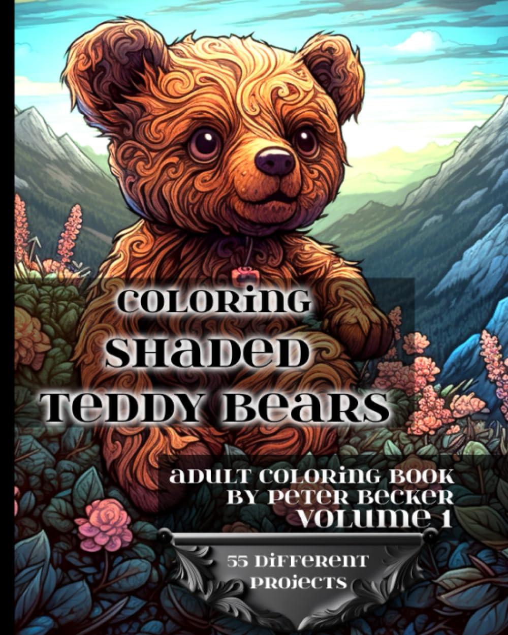 Coloring Shaded Teddy Bears: Adult Coloring Book: Mandalas, patterns, and designs Volume 1