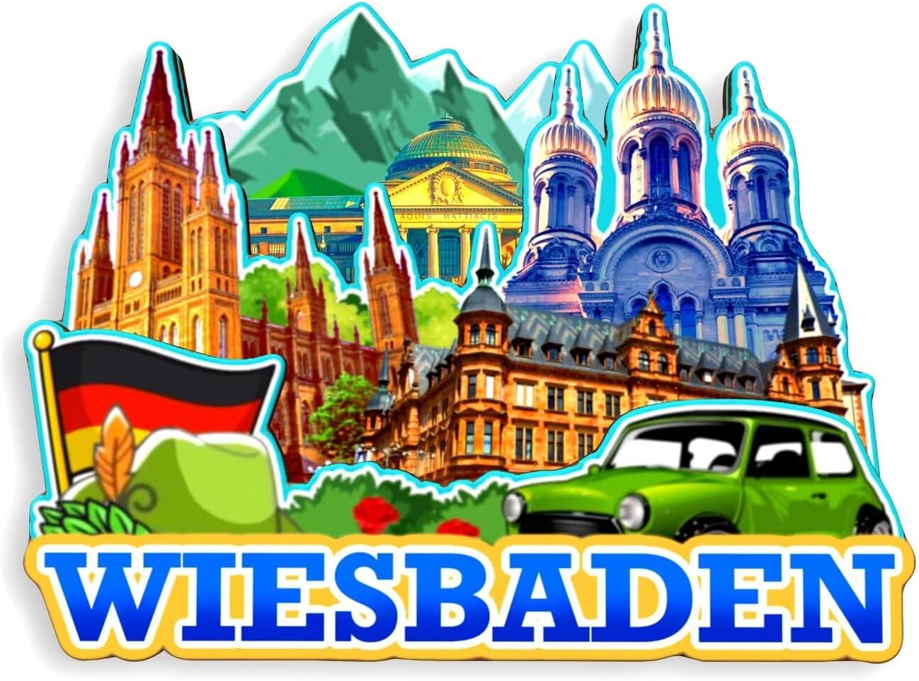 Refrigerator Magnet Wiesbaden Germany Fridge Magnet City Travel Souvenirs Tourist Gifts 3D Classic Landmarks Handmade Crafts Home Decoration -1228
