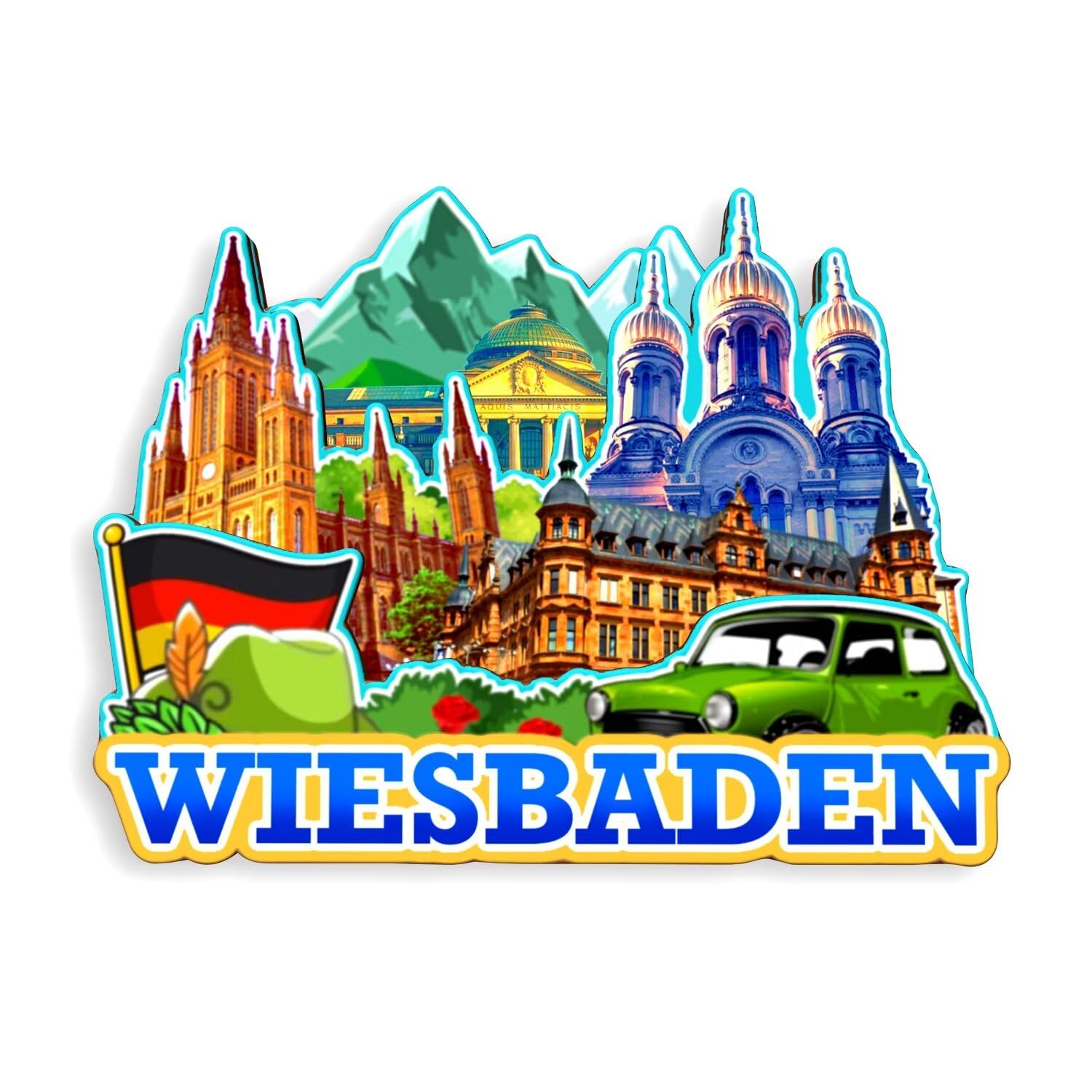 Refrigerator Magnet Wiesbaden Germany Fridge Magnet City Travel Souvenirs Tourist Gifts 3D Classic Landmarks Handmade Crafts Home Decoration -1228
