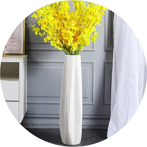 White 28 Inch Tall Floor Vase Extra Large Decorative Ceramic Flower Vase, Stable Bottom Wide Vase Mouth, for Dried Flower Arrangement, Living Room Décor, Housewarming Office