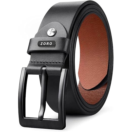 ZORO Mens Genuine Leather Belt - Black, Brown, Tan