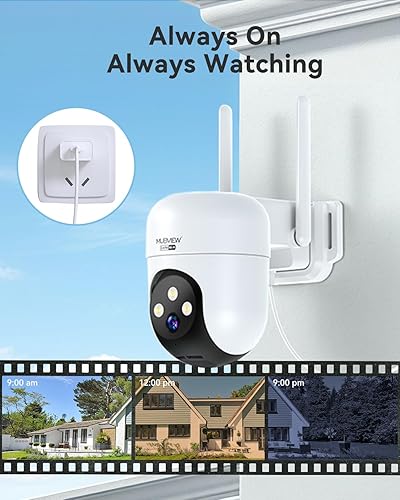 Miniatura 3 de MUBVIEW Cámaras de seguridad de 360 inalámbricas para exteriores, cámara exterior con cable 247 para seguridad del hogar, seguimiento de movimiento,