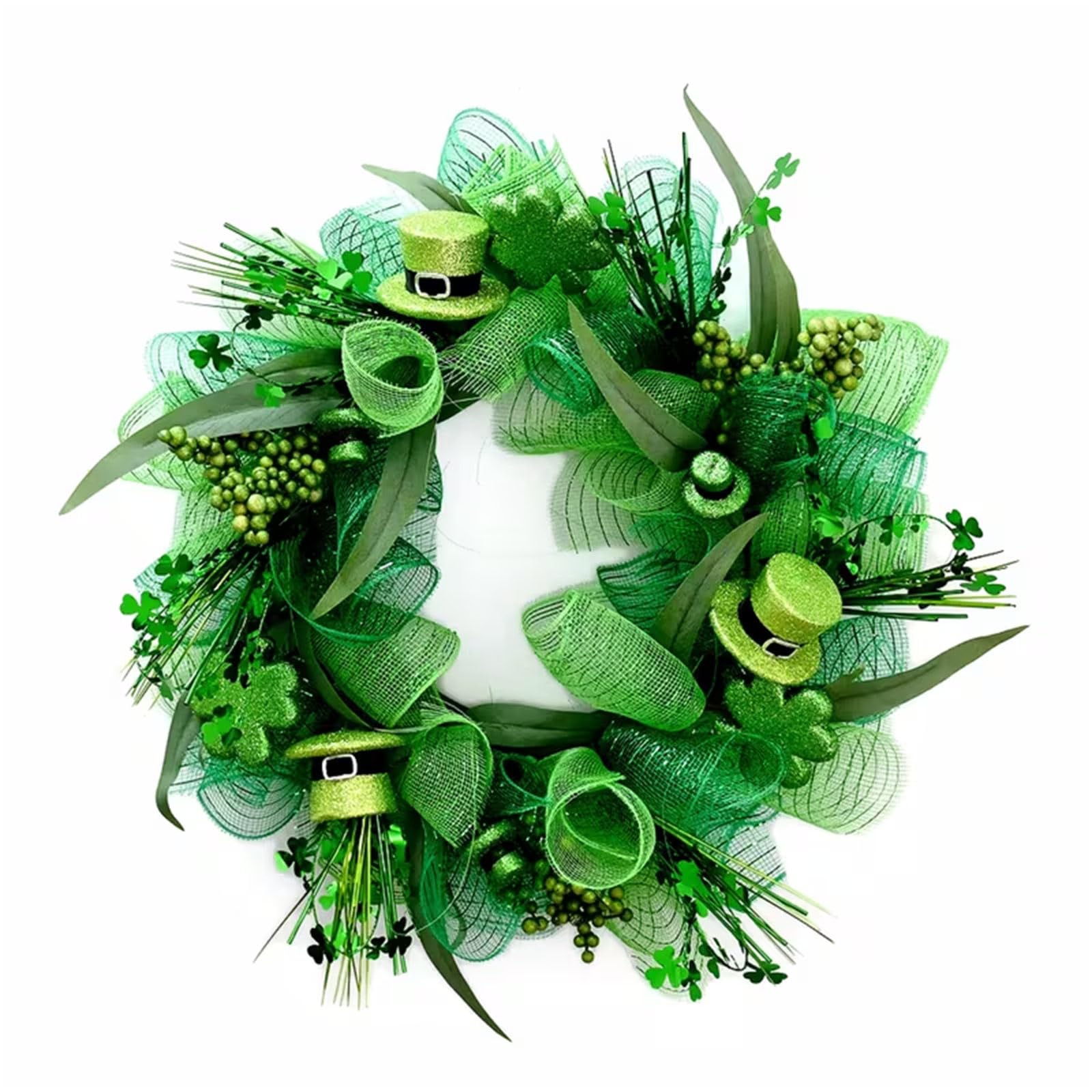 Kalttoy Artificial Green Wreath Irish Festival Door Hanging Ornament for Patrick ' s Day Festivities Celebration Party Wreath