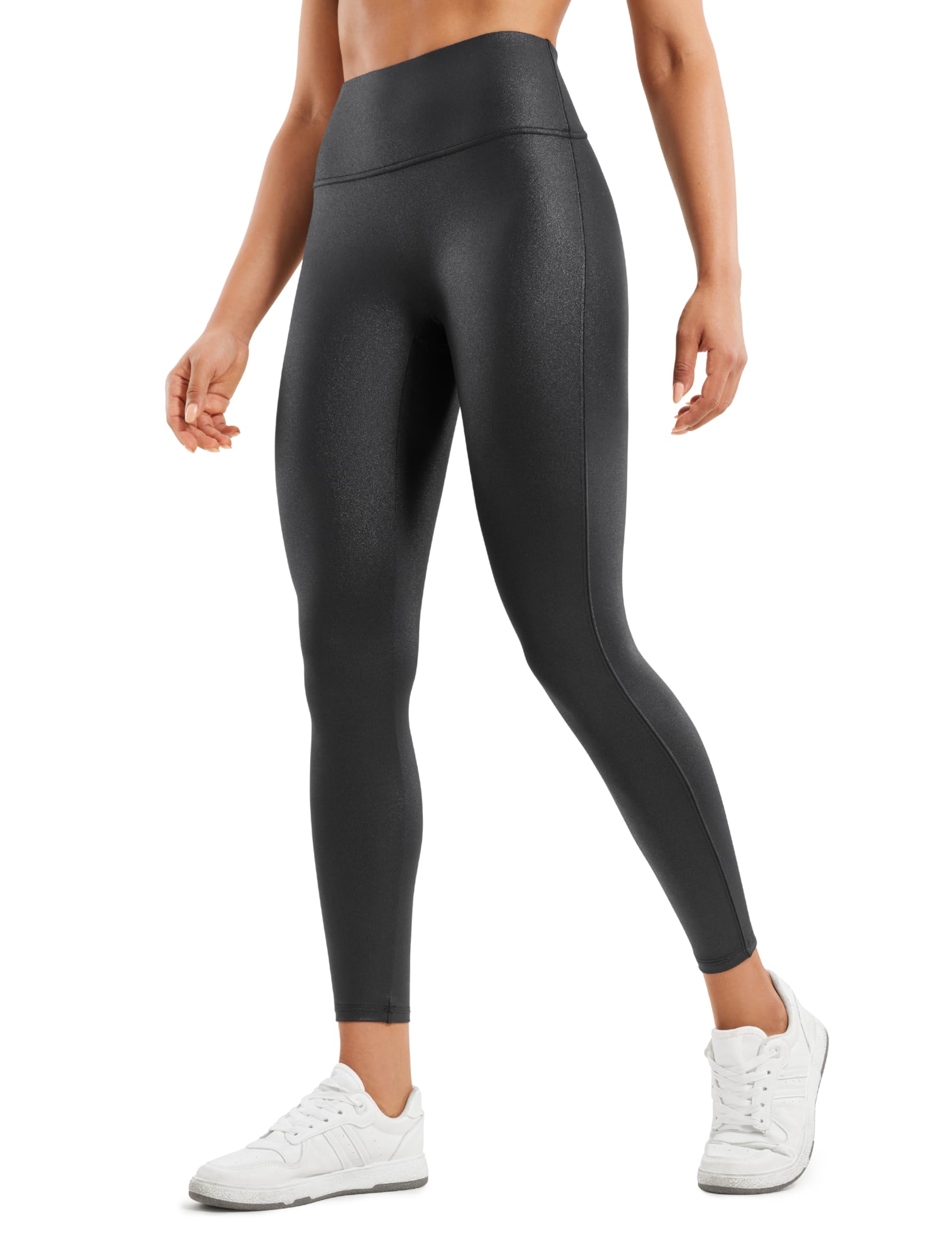 CRZ YOGA Butterluxe Leggings Similicuir Mat 64cm Noir Classique 40 | Pas de Couture Devant, Extrêmement Doux, Compression Douce, Quotidien, Taille Haute, pour Femmes