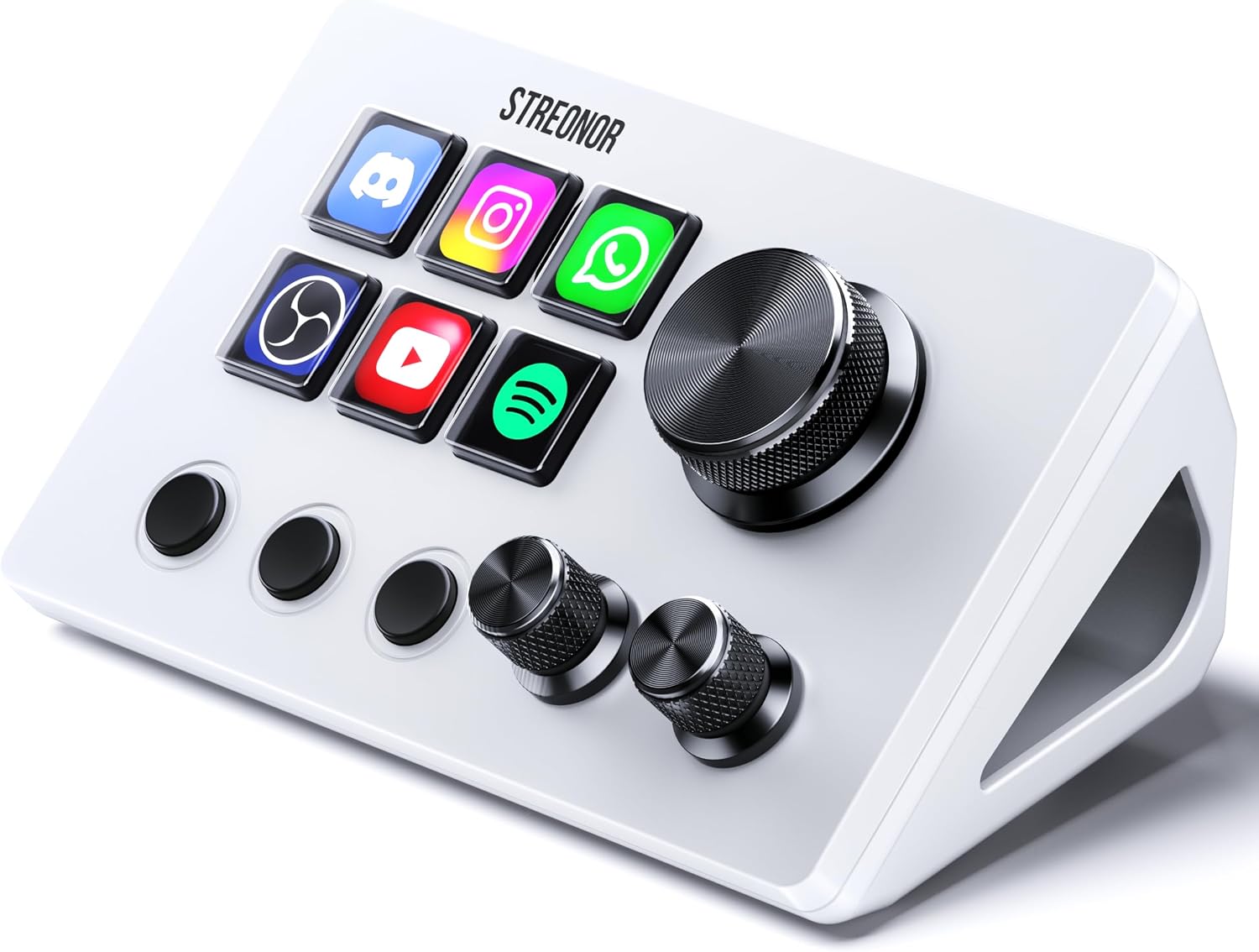 STREONOR S6 Mini Stream Controller, for Macro Pad and Audio Control, 6 Customizable Keys, 3 Scene Keys, 3 Knobs, Compact Macro Keypad for OBS, Streaming, Editing, Productivity, Windows and Mac