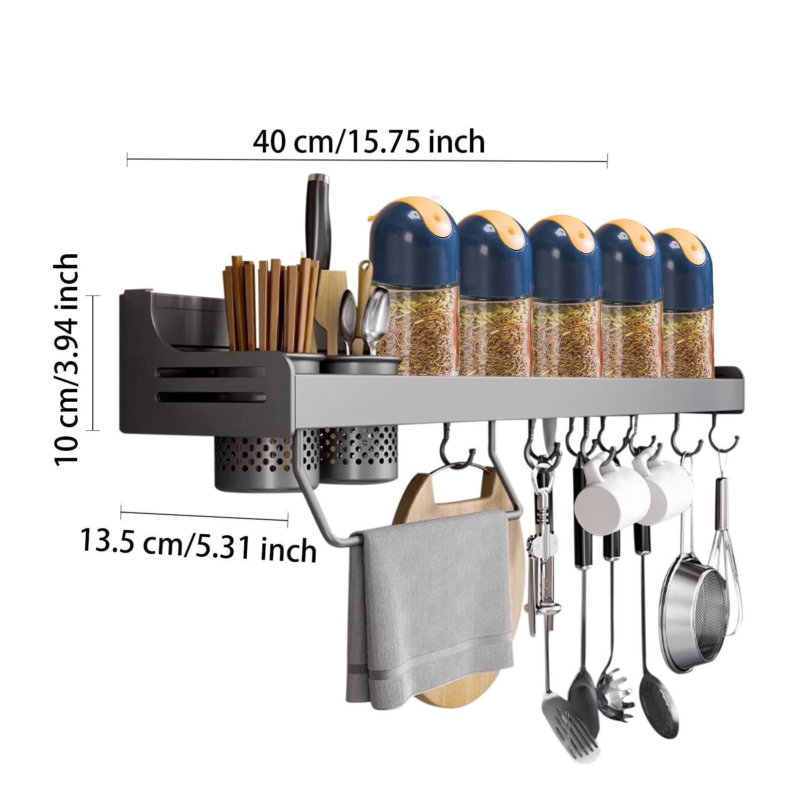 Estantes de cocina de temporada para pared, estante de exhibición de condimentos, ahorro de espacio, almacenamiento para especias y condimentos, perfecto para decoración del hogar y la cocina