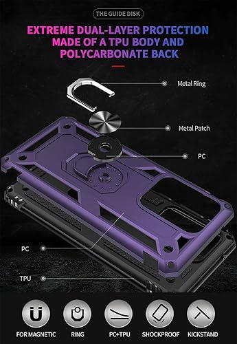 Miniatura 3 de Funda S20 Ultra para Samsung Galaxy S20 Ultra, con anillo de soporte, soporte ajustable, grado militar, protección resistente, a prueba de golpes,