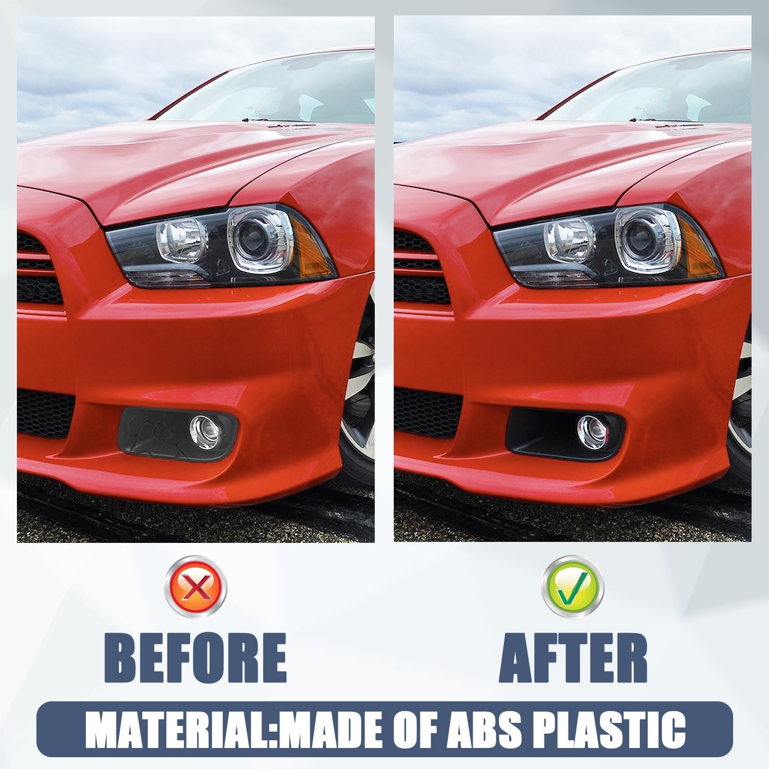 COOL STAR Front Fog Light Cover Compatible with Dodge Charger SRT8 2012-2014 Replaces 68072020AA 68072021AA CH1038153 CH1039153 Fog Light Chrome Bezel Driver and Passenger Side - Image 2