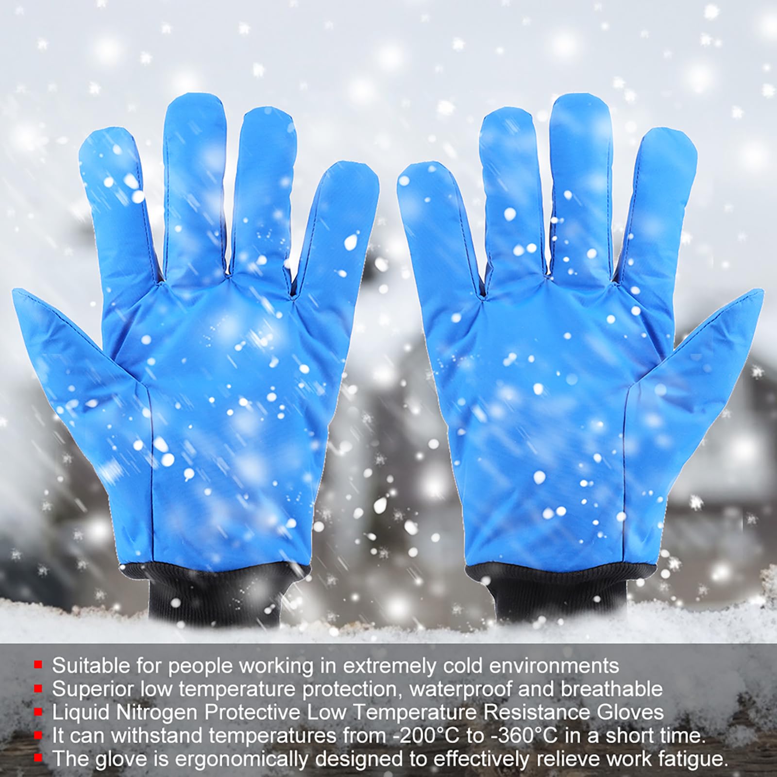 FAMKIT Guantes criogénicos de nitrógeno líquido protector -200 °C a -C resistencia a bajas temperaturas laboral H