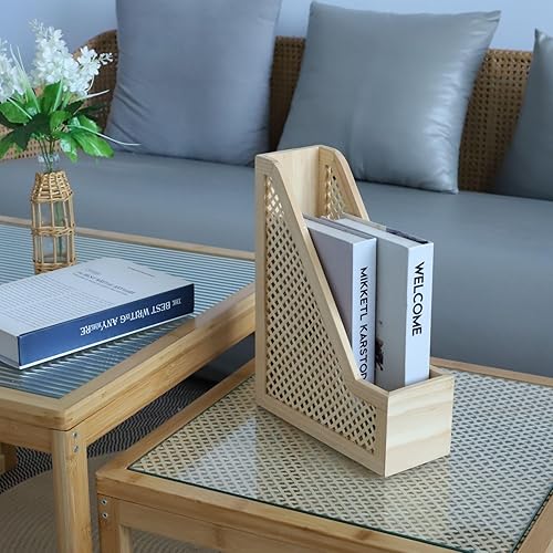 Miniatura 5 de Sujetalibros decorativos de bambú de madera creativa para estantes de escritorio, periódico, revista, archivador para oficina, hogar, escuela