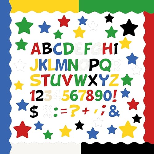 Miniatura 7 de Containlol Juego de 188 piezas retro Groovy Boho con purpurina de color para pósteres, letras y estrellas, incluye 59 pies, letras del alfabeto,