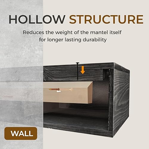 Miniatura 6 de YLYHSST Fireplace Mantel, 6'' Thick Wall Decor Long Floating Shelf, 60inch Rustic Wood Shelf with Invisible Brackets, Black