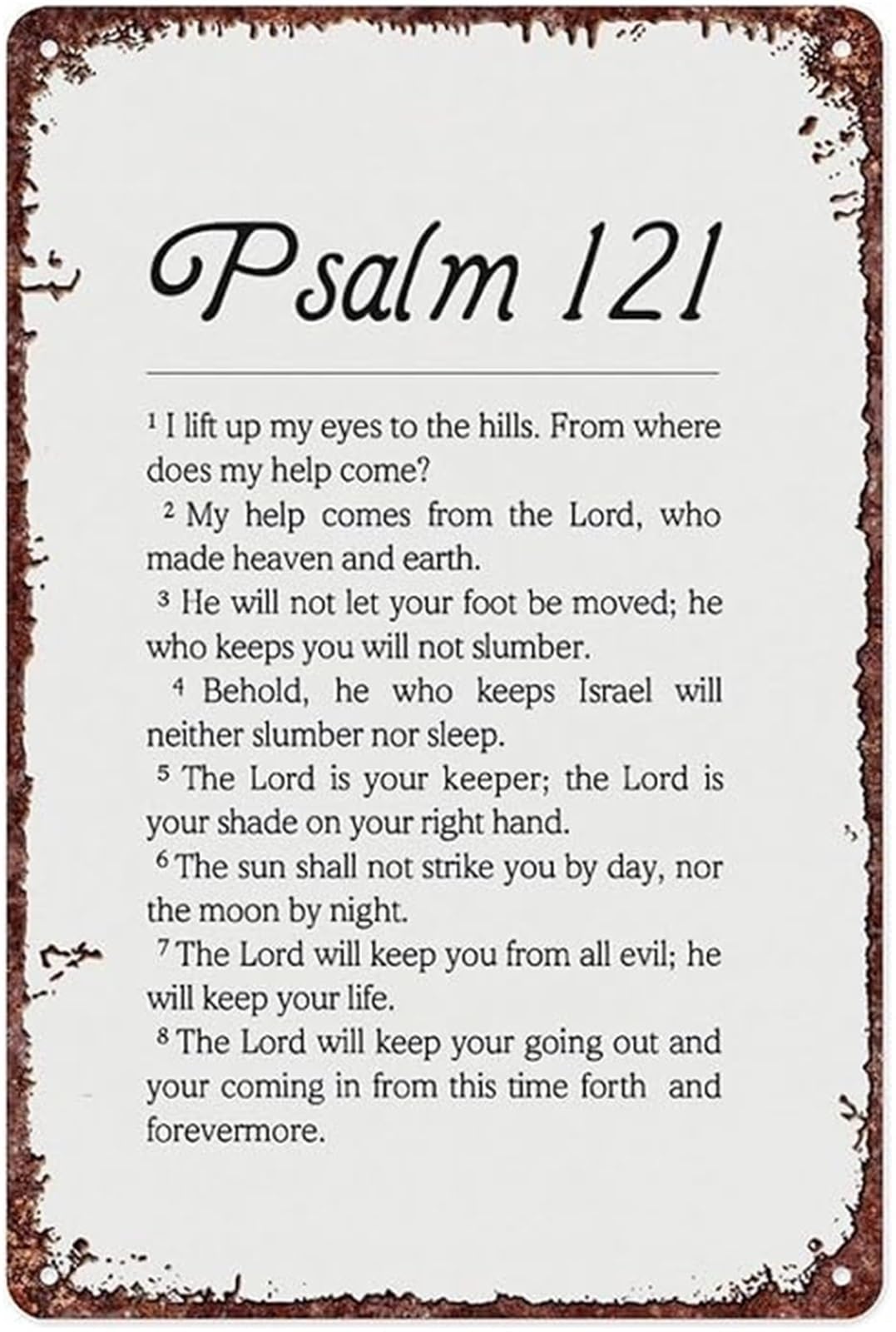 IDGTTLDF Psalm 121 Religious Quote Retro Metal Sign for Church Prayer Room Wall-Art 8 X 12 in