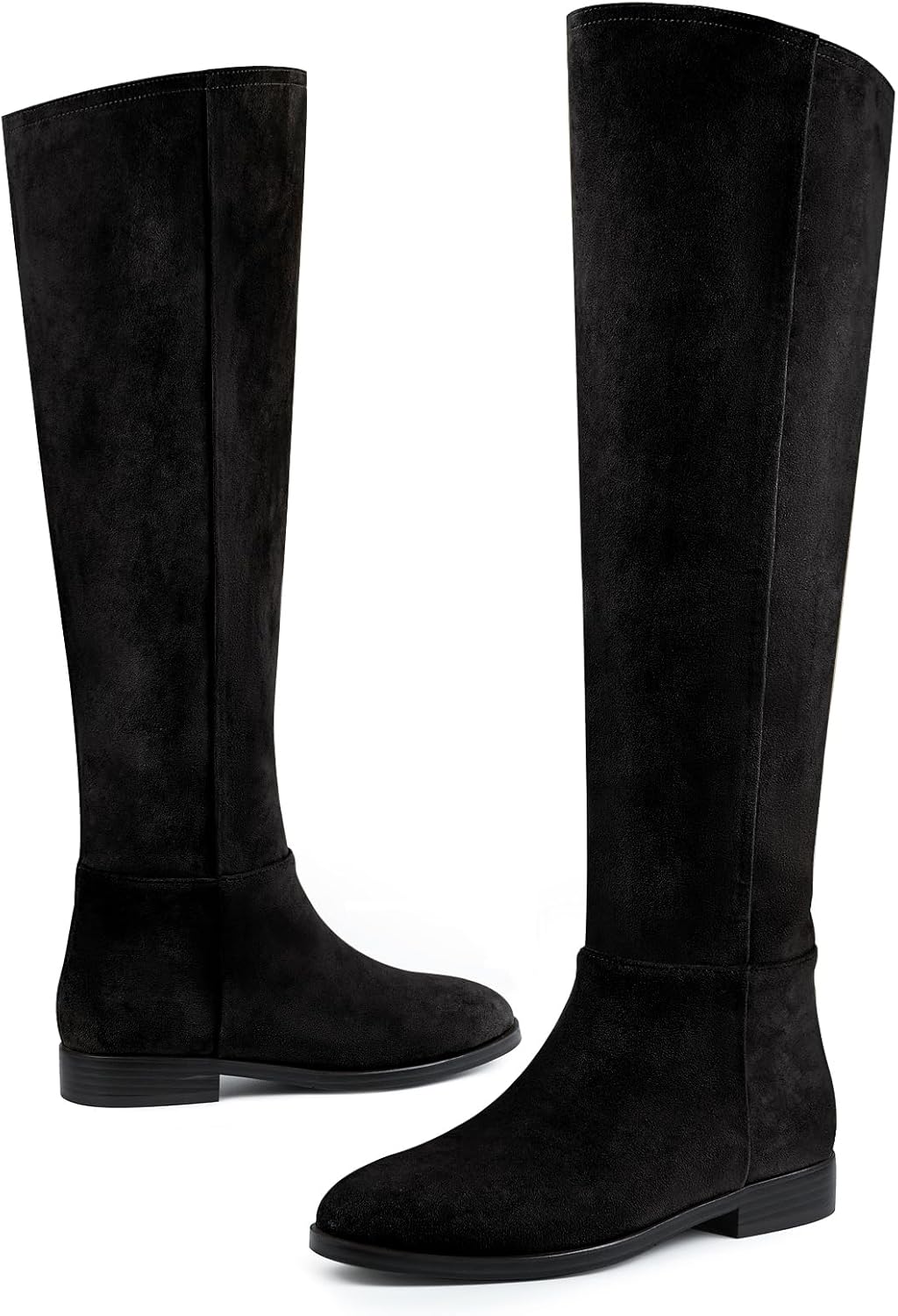 Women's 3-Way Wear Suede Knee High Boots Convertible Fold Over Slouchy Comfort Flat Round Toe Boot