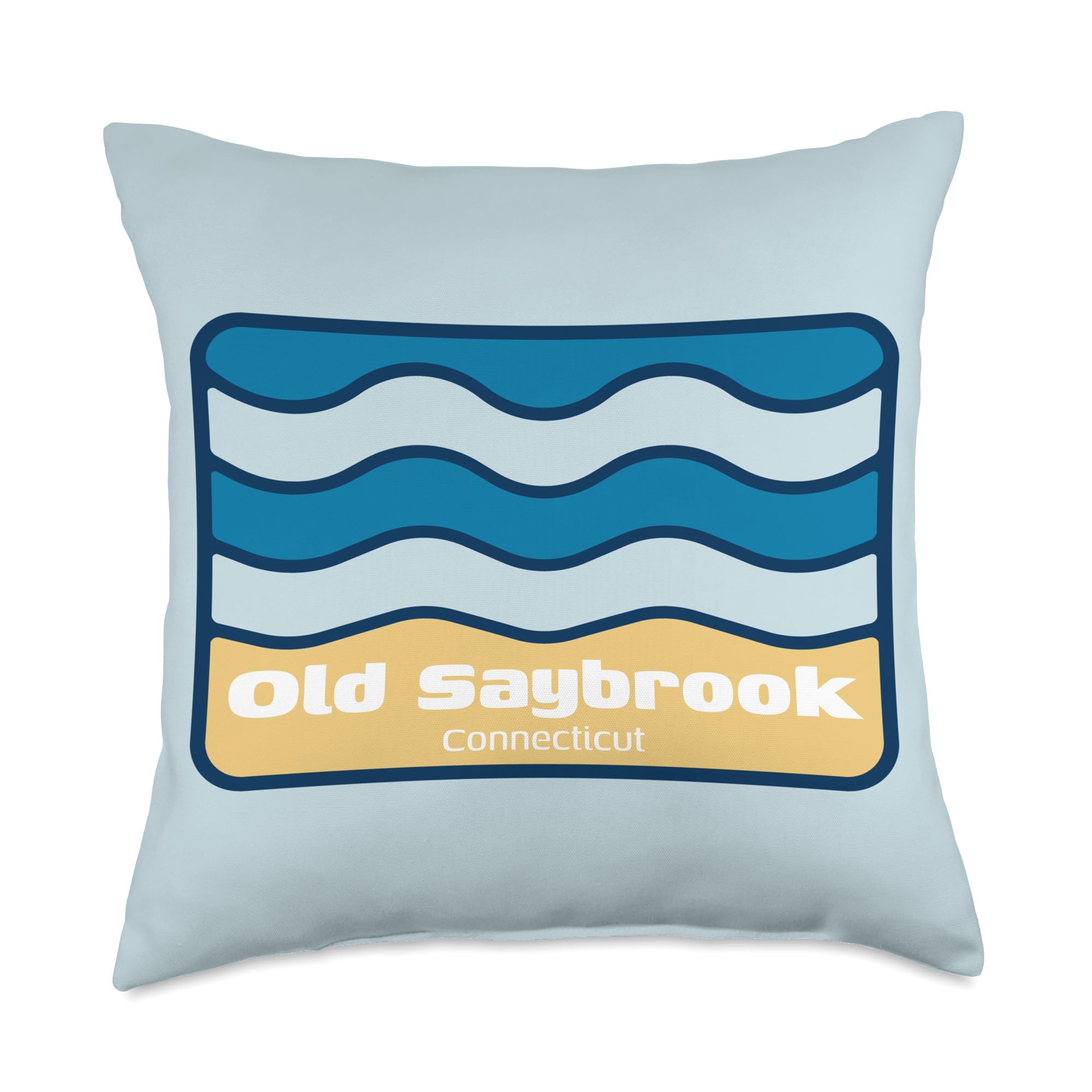 Old Saybrook Connecticut Retro CT Waves Trip Souvenir Throw Pillow