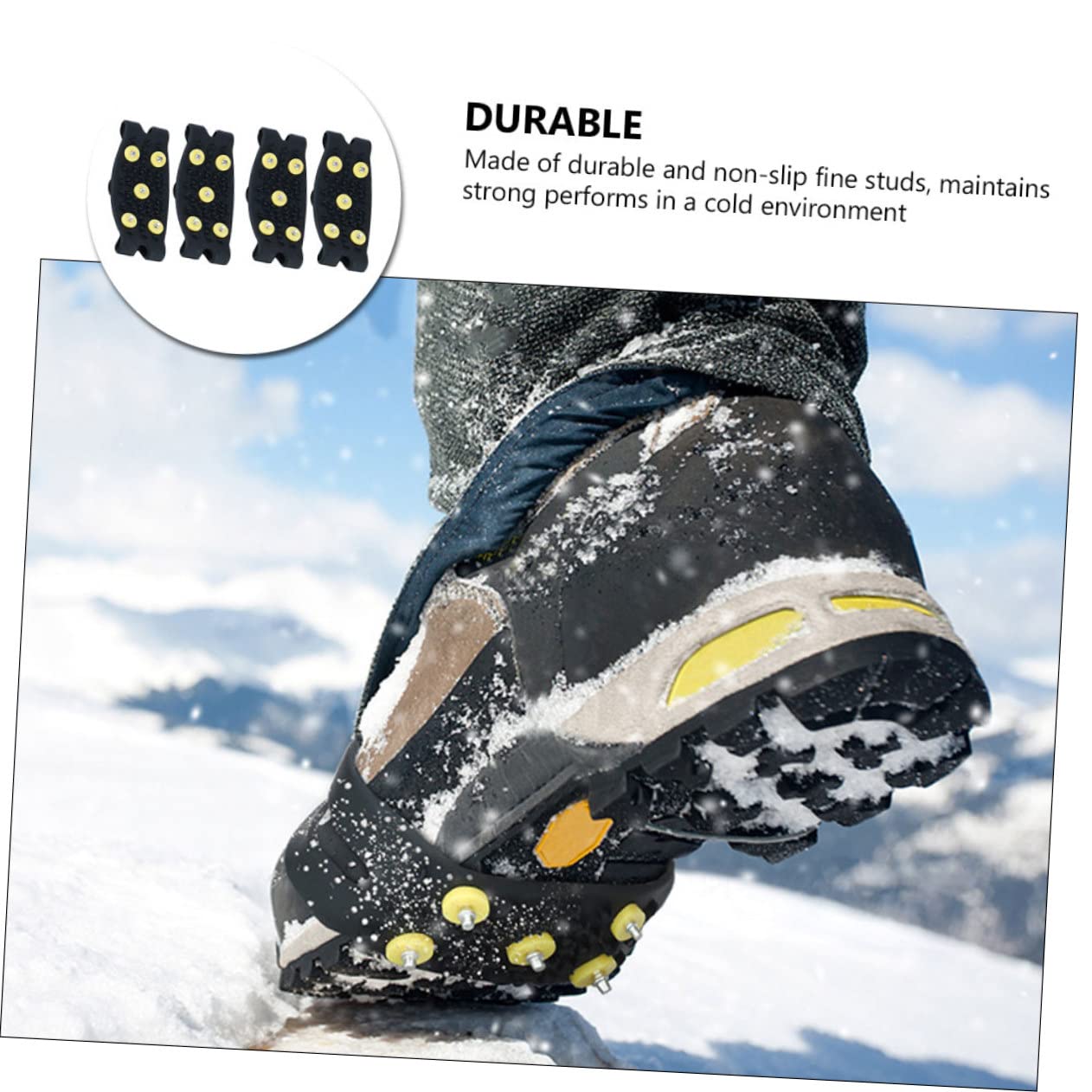 Ramponi da Ghiaccio per Scarpe 2 Paia in Tpe Antiscivolo | Pieghievoli, Nero, per Hiking e Jogging, Adatti a Donne e Ragazzo Ragazza, Accessorio da Montagna