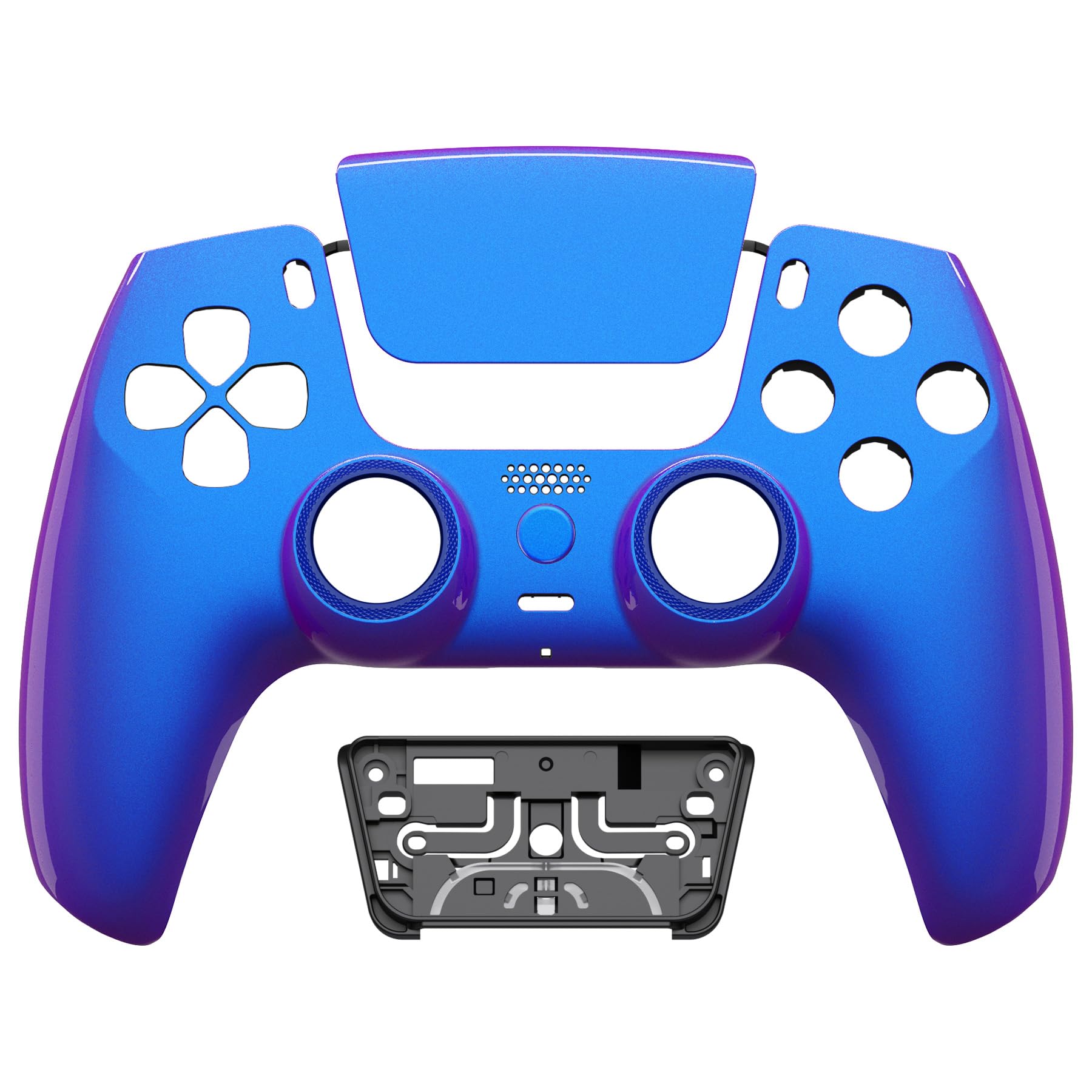 eXtremeRate Luna Cover Ricambio per ps5 Controller,Custodia Copertura Frontale Scocca Shell Ridisegnata Compatibile con ps5 Joystick BDM-010/020/030/040/050, Camaleonte Viola Blu