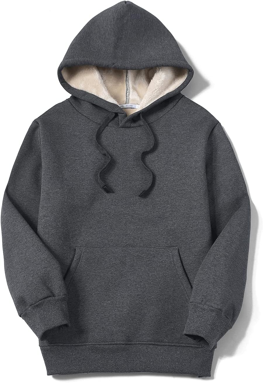 Gnveub Women's Casual Winter Warm Fleece Sherpa Lined Hooded Sweatshirt Thick Pullover Plus with Pockets - Image 7