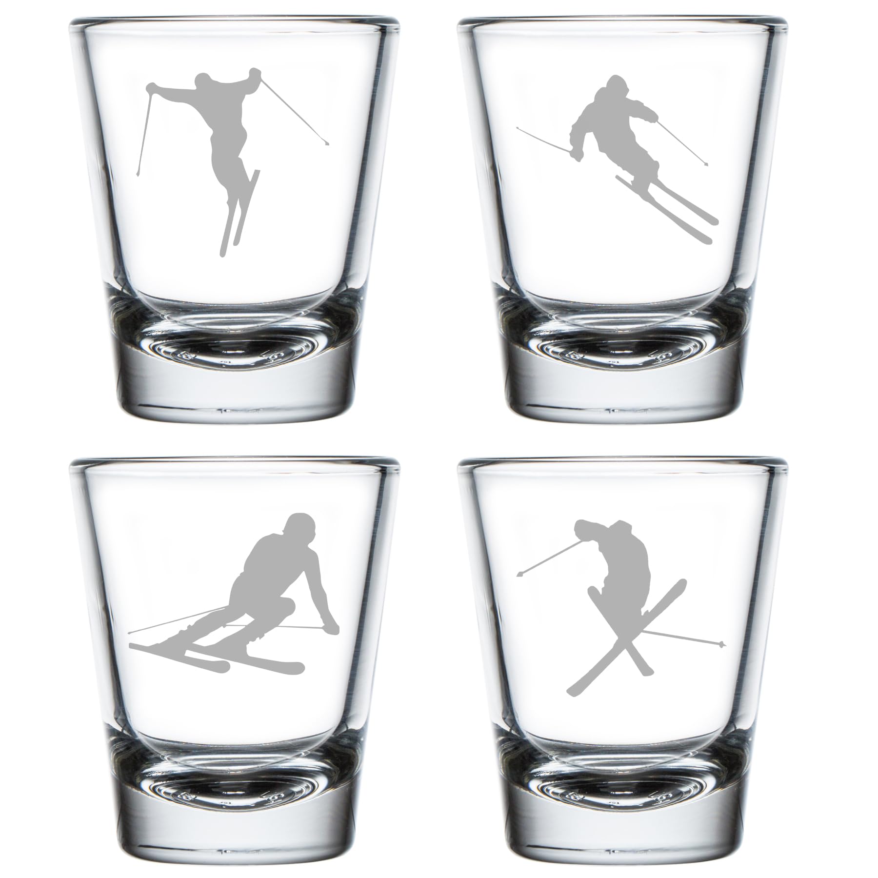 MIP Juego de 4 vasos de chupito de 1.75 onzas, colección de esquí de regalo