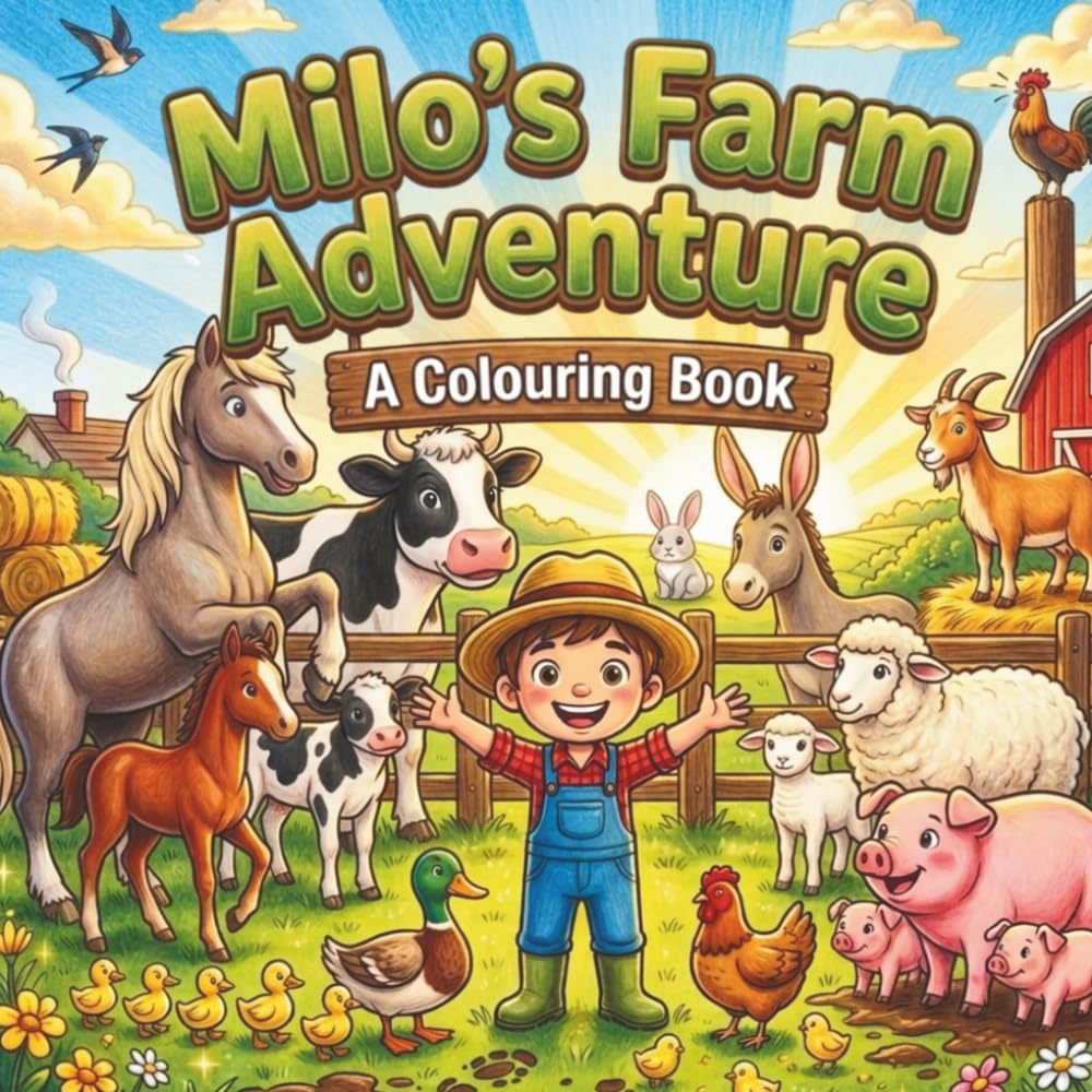 Milo's Adventure Series: Farm Adventure Colouring Book for Kids Ages 4-7 | Meet Amazing Farm Animals with Milo
