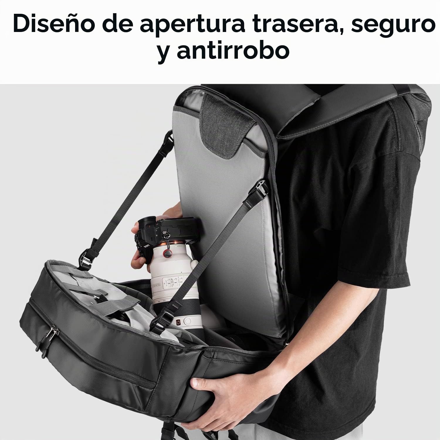 K&F CONCEPT Mochila para cámara, bolsas de cámara para fotógrafos, funda de cámara de gran capacidad con cubierta impermeable, compartimento para laptop de 15 a 15.6 pulgadas compatible con dron Canon