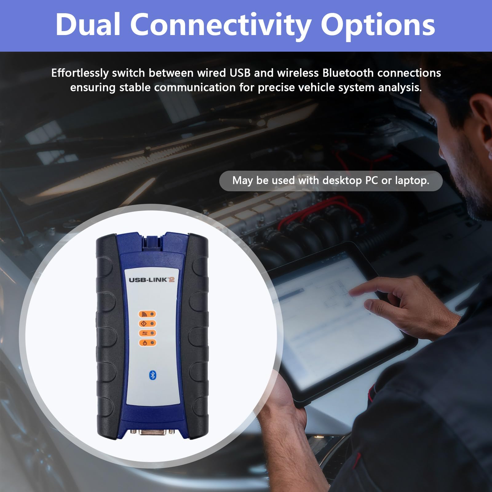Escáner Universal para Camiones diésel NEXIQ-2 USB Link + Software,Interfaz para Camiones diésel,Herramienta de diagnóstico para vehículos Pesados,conexión USB/Bluetooth BluetoothVersion