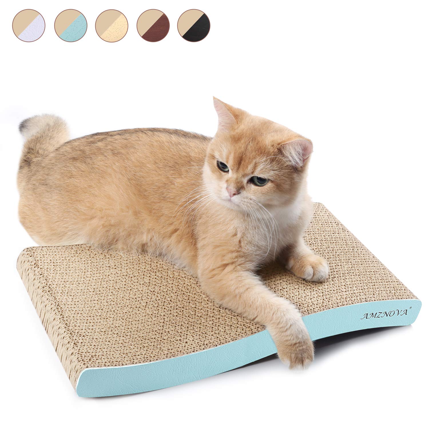 Scratching Pads Catnip Included AMZNOVA Cat Scratcher Ramp Inclined Corrugated Cardboard Kitty