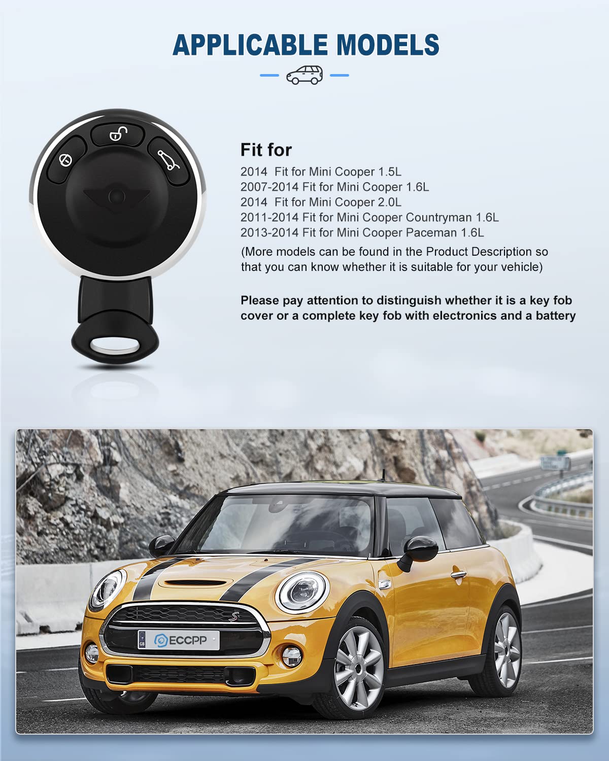 Mini Cooper Key Fob Replacement Remote Key For Mini 66123456367 868Mhz