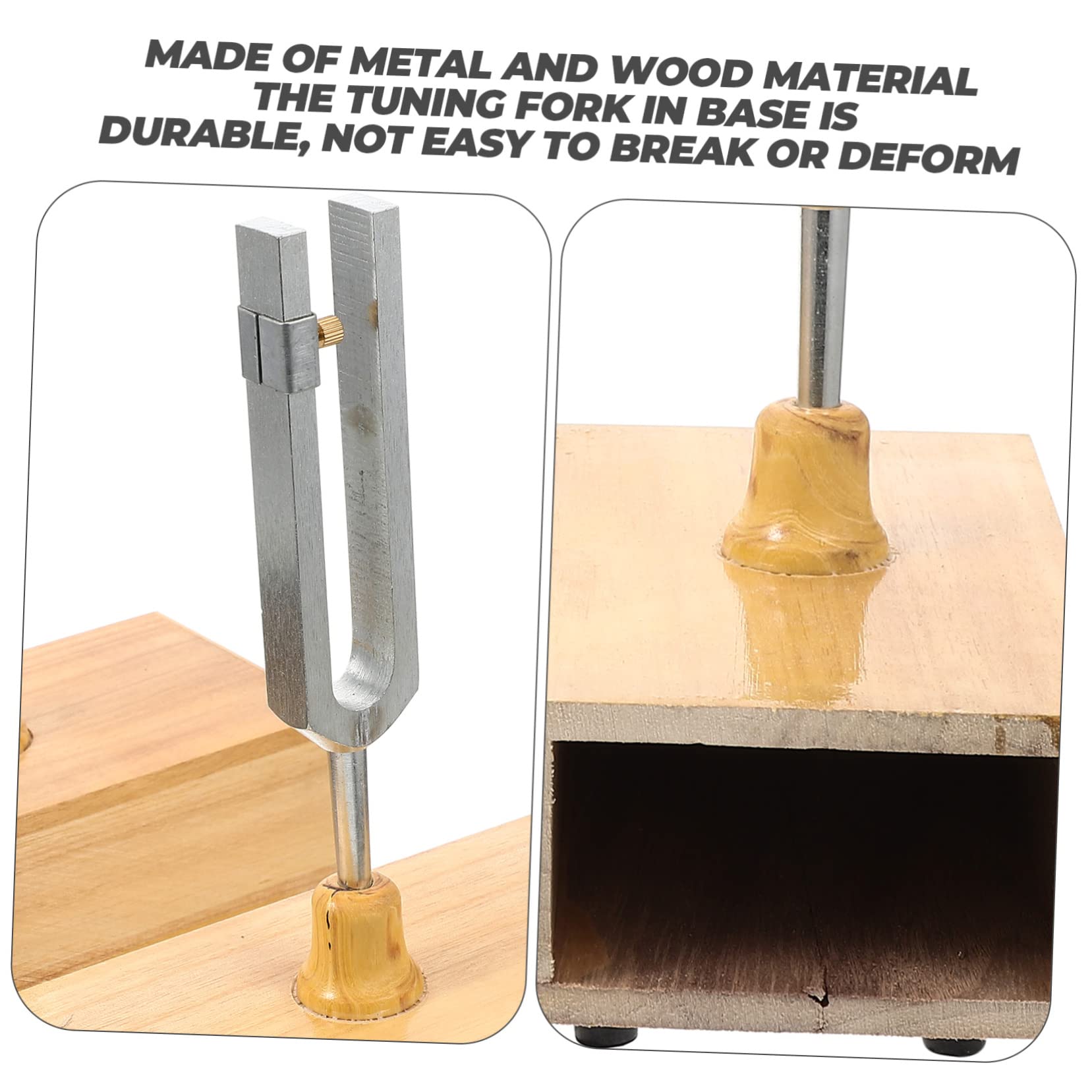 Resonanz Stimmgabel 440hz 1 Satz für Physik und Akustikversuche | Metall und Holz, Hammer Sowie Holzsockel Enthalten, Stabile Platzierung und Klare Tonhöhe