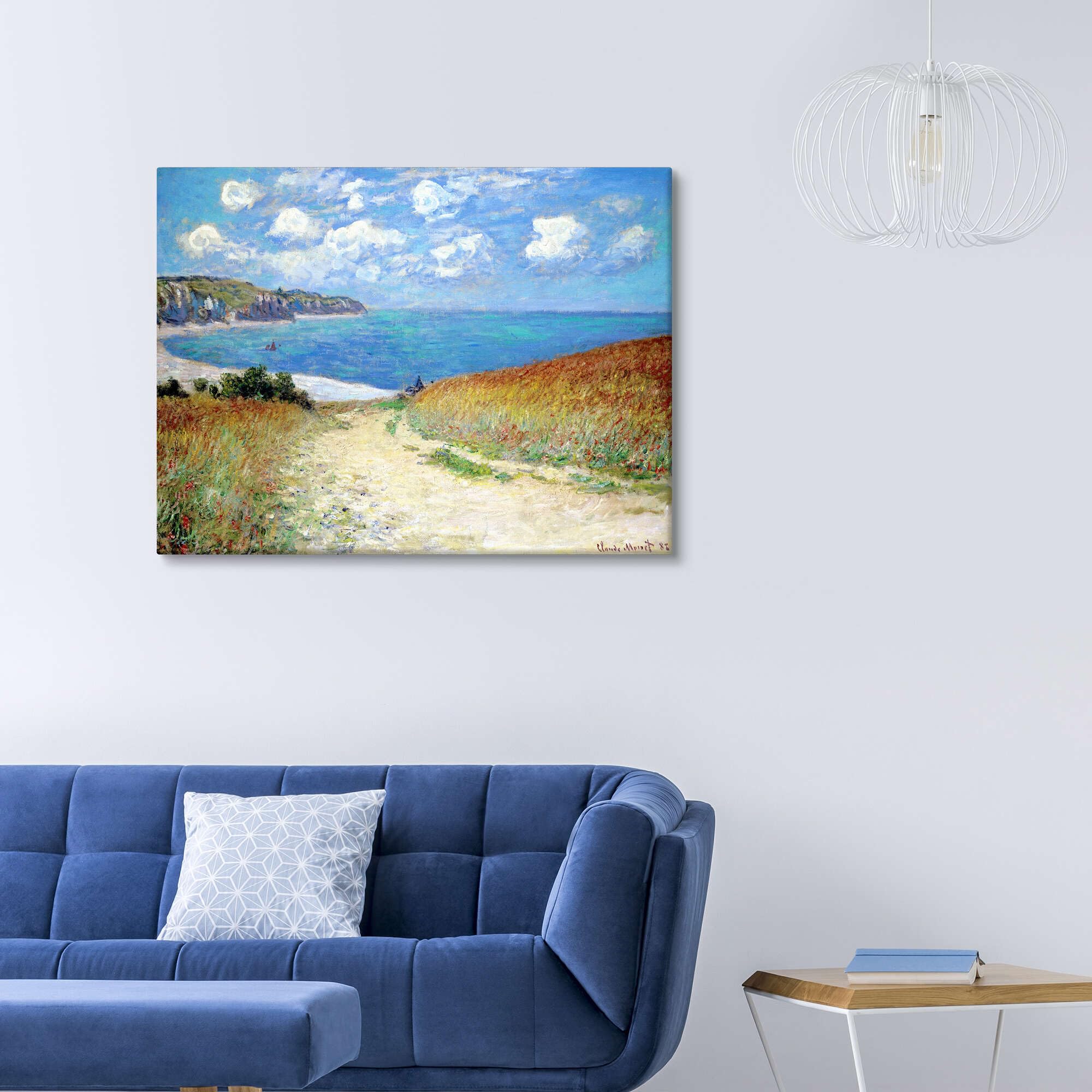 Stampa Su Tela Claude Monet 'Cliff Walk At Pourville' – 76x50 Cm Con Cornice – Decorazione Parete