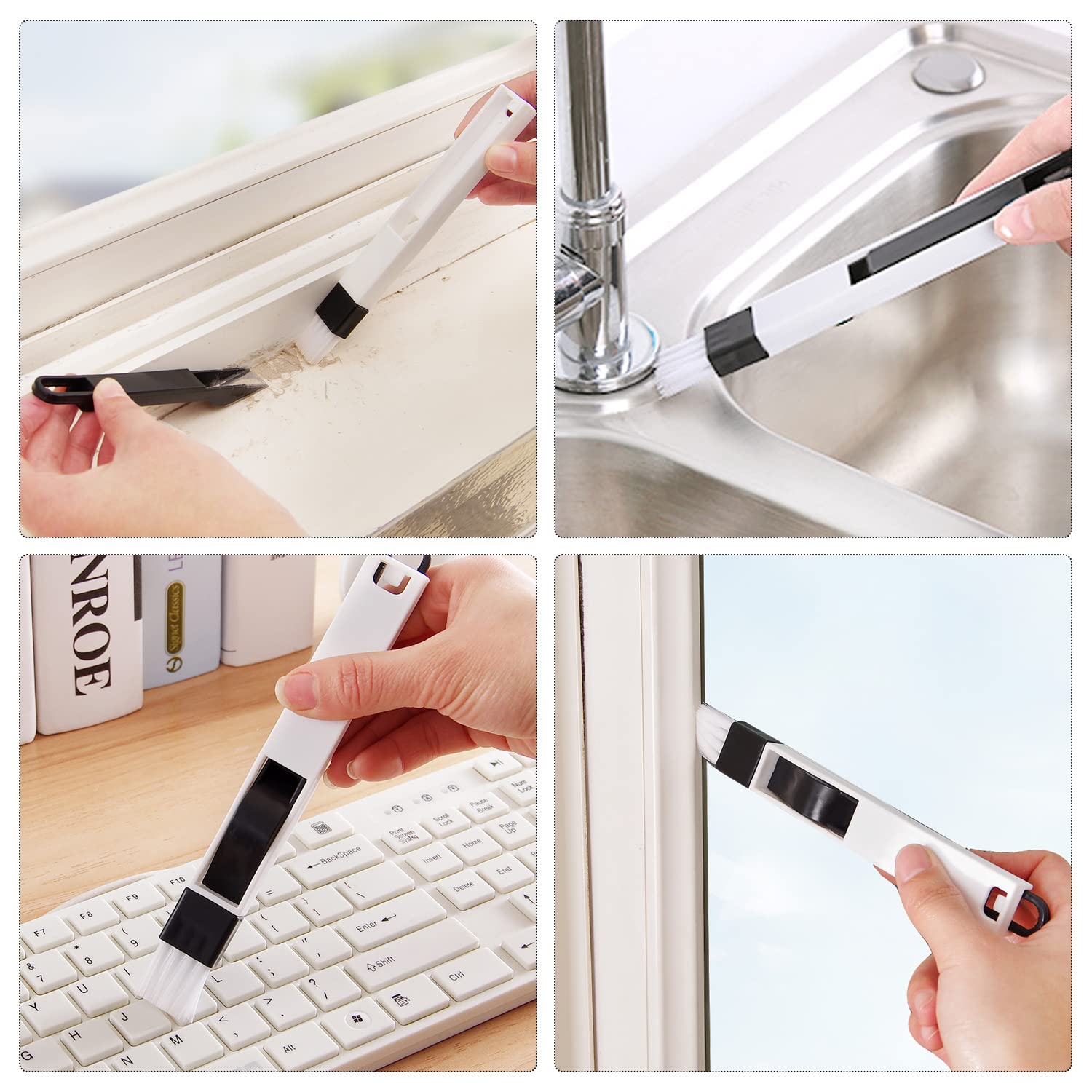 Set 3 Spazzole Per Pulizia Guide Finestre - Con 6 Ricambi E 2 Spazzoline, Per Fessure E Angoli Stretti - Foto 9