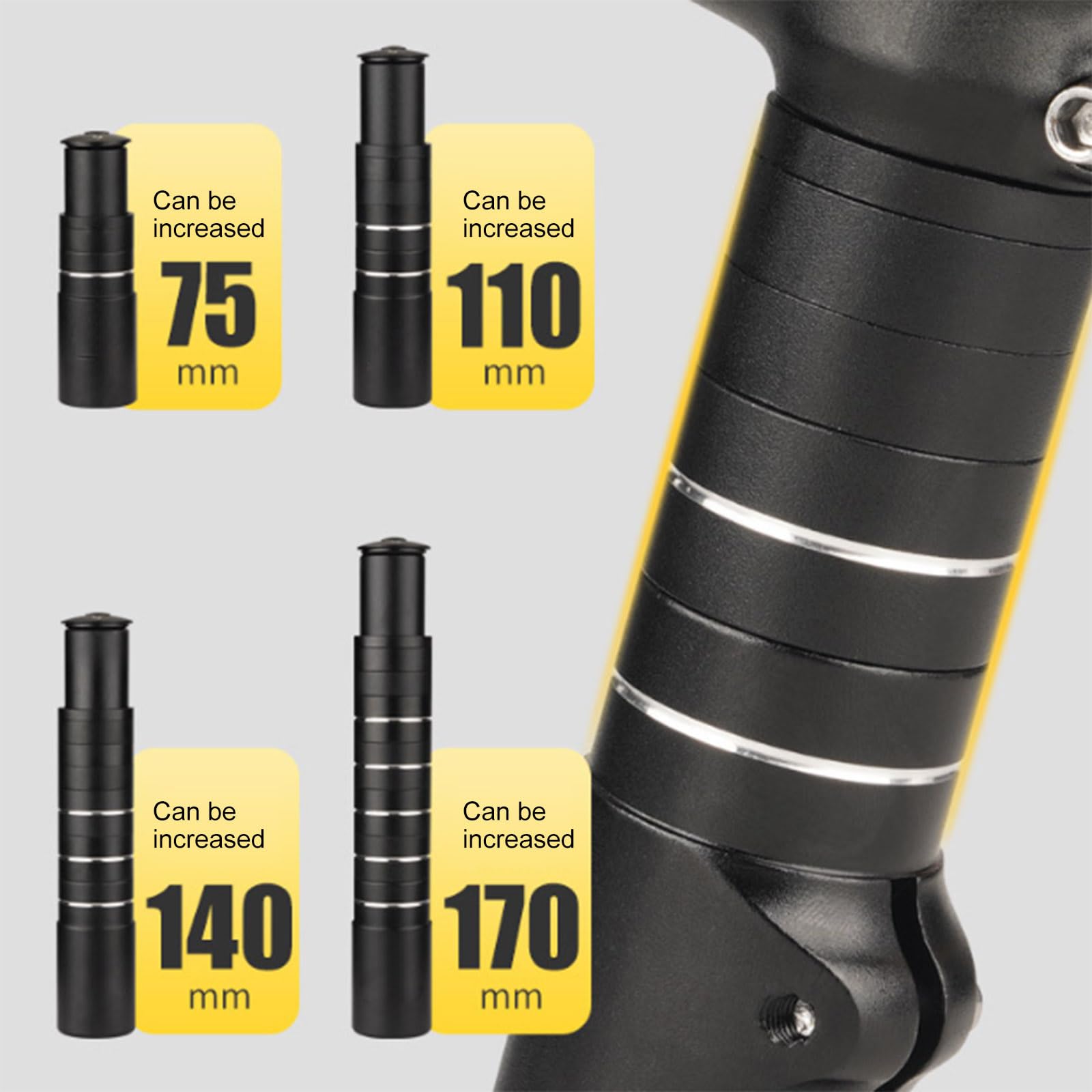Fhsqwernm Lenkererhöhung – Alu, 90–210 Mm, Für Mountainbike & Cityrad Fhsqwernm Lenkererhöhung – Alu, 90–210 Mm, Für Mountainbike & Cityrad
