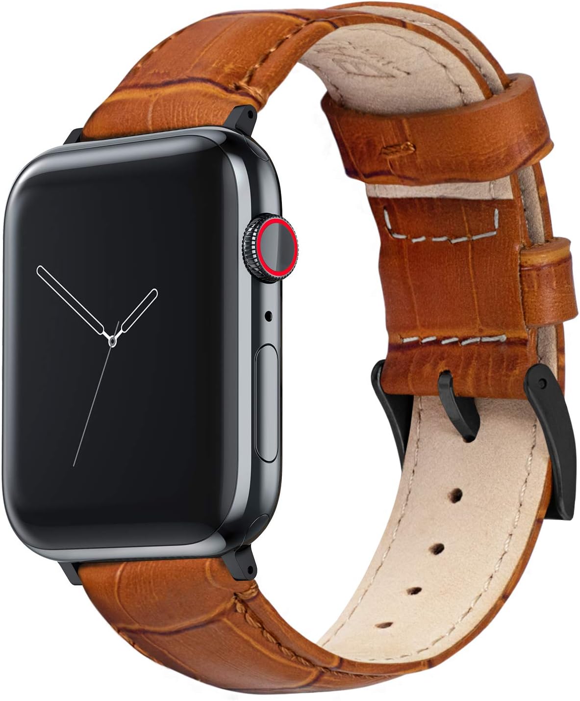 BARTON WATCH BANDS - Alligator Grain Leather Watch Bands Compatible with Apple Watch Models - 1, 2, 3, 4, 5, 6, 7, 8, 9, 10, SE, Ultra & Ultra 2