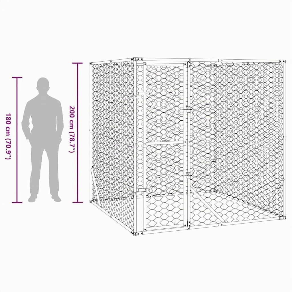 vidaXL Chenil d'extérieur pour Chiens argenté 2x2x2 m Acier galvanisé