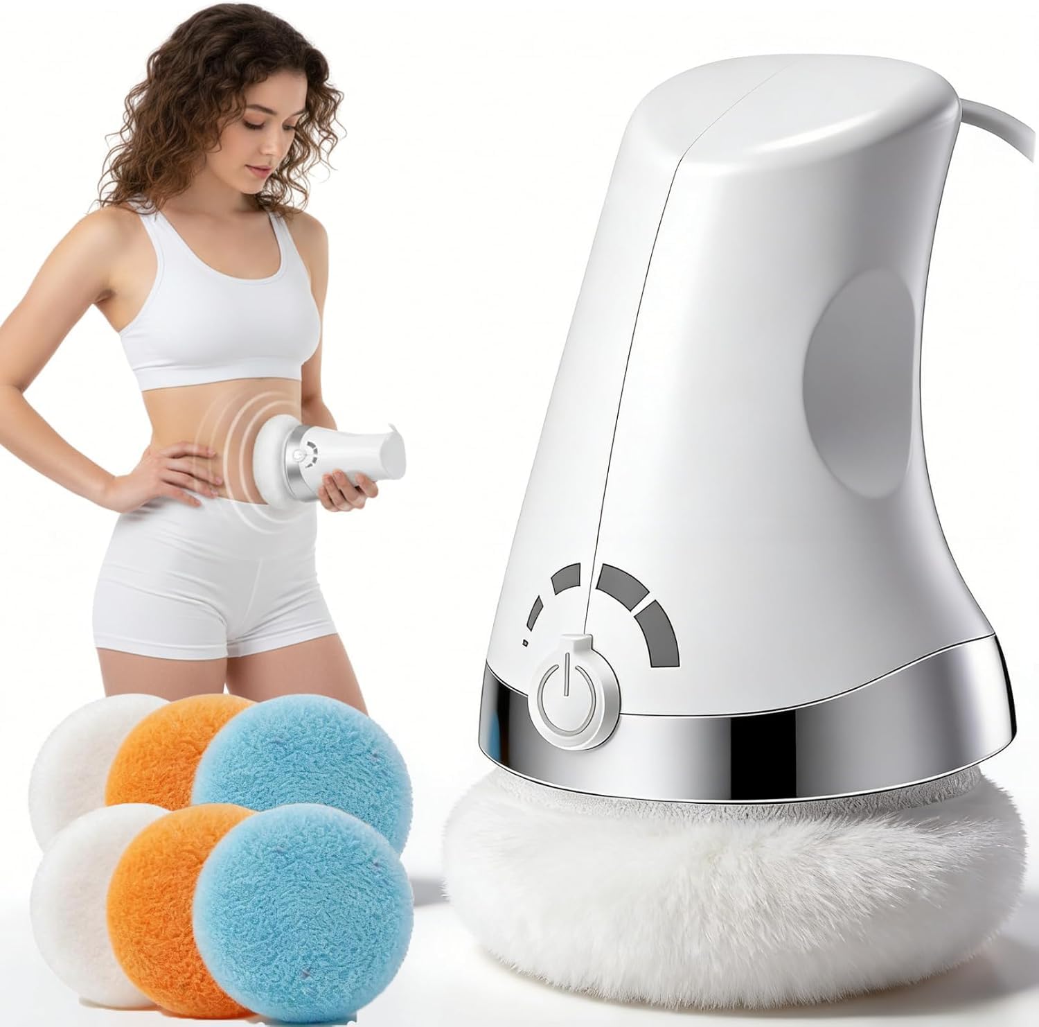 Masseur Anti Cellulite Electrique, Masseur de Drainage lymphatique avec 6 Coussinets Lavables pour Soulever, Raffermir et Lisser la Peau