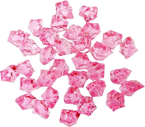 Miniatura 1 de Diamantes de plástico rosa, 160 piezas de rocas de hielo trituradas de acrílico triturado, piedras preciosas acrílicas a granel para rellenos de