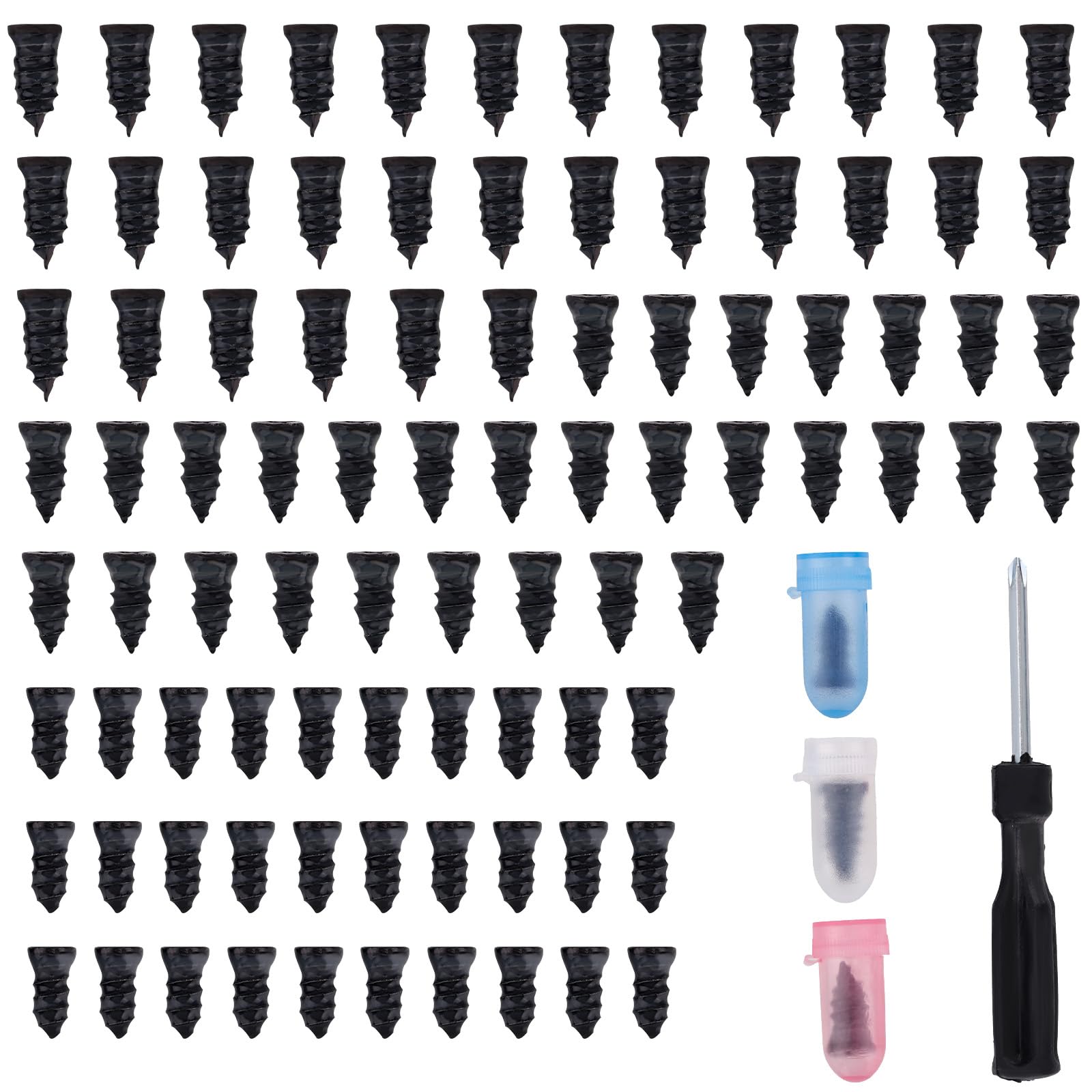 Fukaisu 90pcs Screw in Tire Plugs Kit, 3 Sizes Self-Service Tire Repair Screws with 3 Color Protective Case & 1 Screwdriver Fast Repair Tyre Tool for Cars Motorcycle Truck Puncture Nails