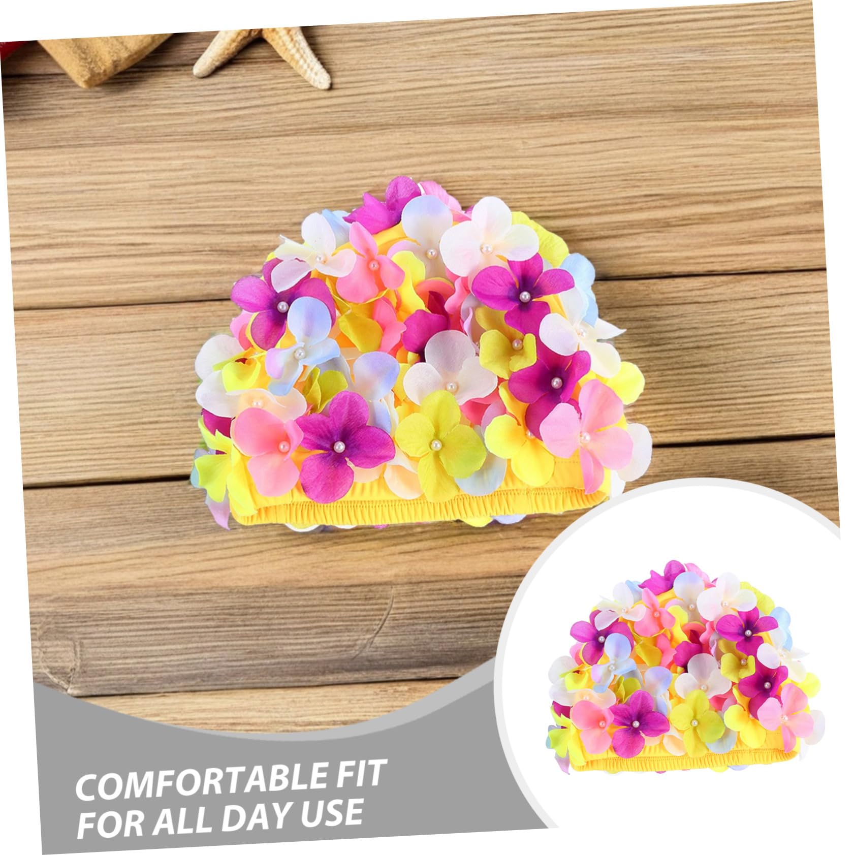 SUPVOX 3piezas Gorro de Natación para Mujer Diseño Floral con Forma de Pétalo Protector de Cabello para Piscina y Ducha