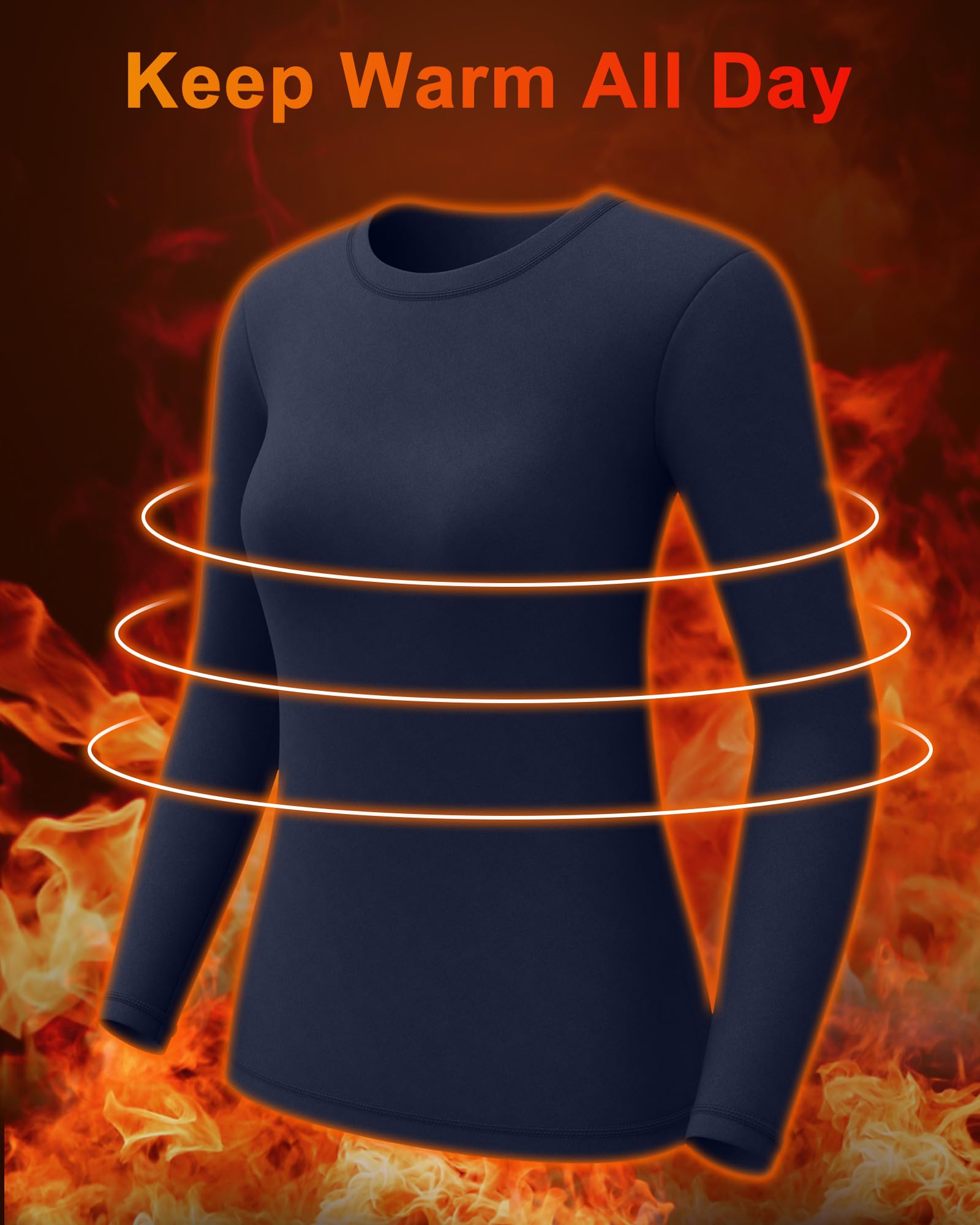CL convallaria 1 2 4 Pcs Sous-vêtements thermiques doublés en polaire Hauts à manches longues Baselayer Shirt, Noir/blanc/bleu/gris clair chiné, Taille M