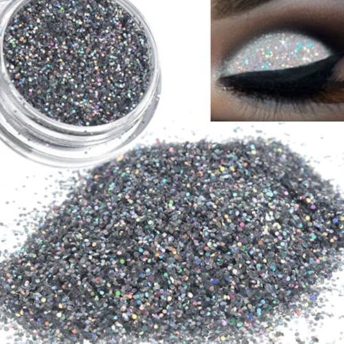 0.2 fl oz Glitter Silver Loose Shadow Pigment Eye Shadow Powder Brillo Maquillaje Sombra de ojos Ama tu cara desnuda Reposición