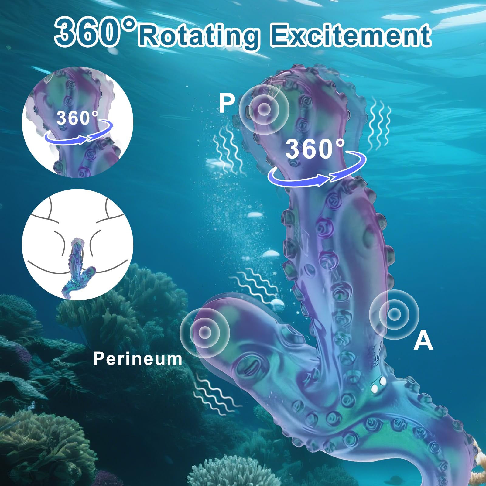 Qoosea 360°Rotante Masseur de Prostate Anal Vibratore 9 Modalità di Rotazione & 9 Modalità di Vibrazione Giocattolo per Adulti per Uomini e Donne Plug Anal con Telecomando Masseur di Clitoride
