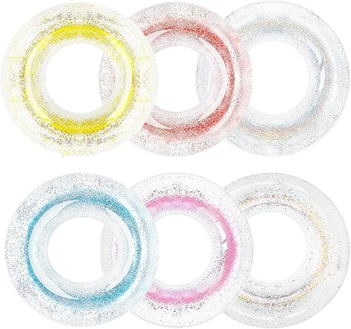 Polita Flotador de piscina, flotadores de piscina para niños, tubo de piscina con purpurina de verano con confeti, juguetes de piscina de tubo para