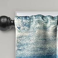 Vista 5 de 2 paneles de cortinas opacas para ventana de granja, cenefas color turquesa, cenefas de privacidad para ventanas con bolsillo para barra, cenefa