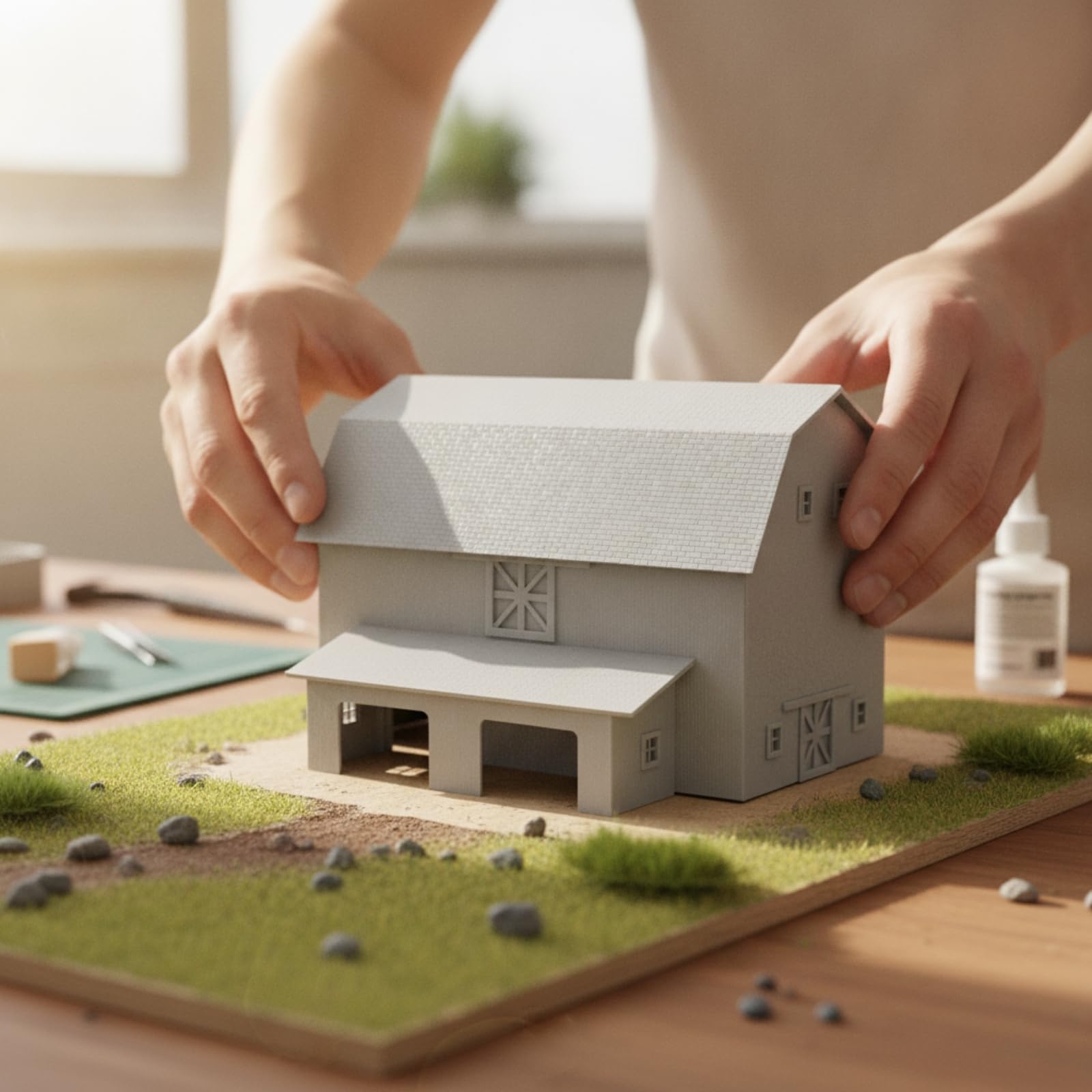 TISHITA Fienile HO | Due Aper, Modello Archittonico, Pareti Esrne Struttura, Modellismo, per Plastici Ferroviari, Modellisti
