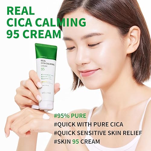 Miniatura 2 de WELLAGE Crema calmante Cica - Hidratante calmante facial coreano, madecassoside de alta pureza con pantenol de centella asiática, calma la piel