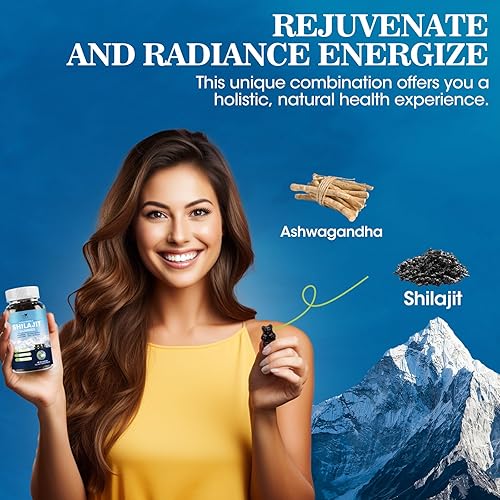 Miniatura 5 de Gomitas Shilajit, suplemento Shilajit orgánico puro con Ashwagandha para hombres y mujeres del Himalaya, Shilajit masticables con más de 85