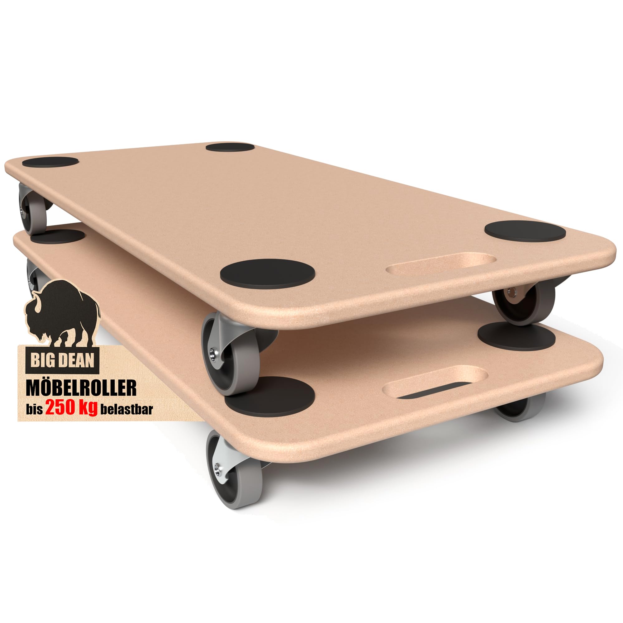 Lot de 3 roulettes de transport 200 kg pour meubles en MDF