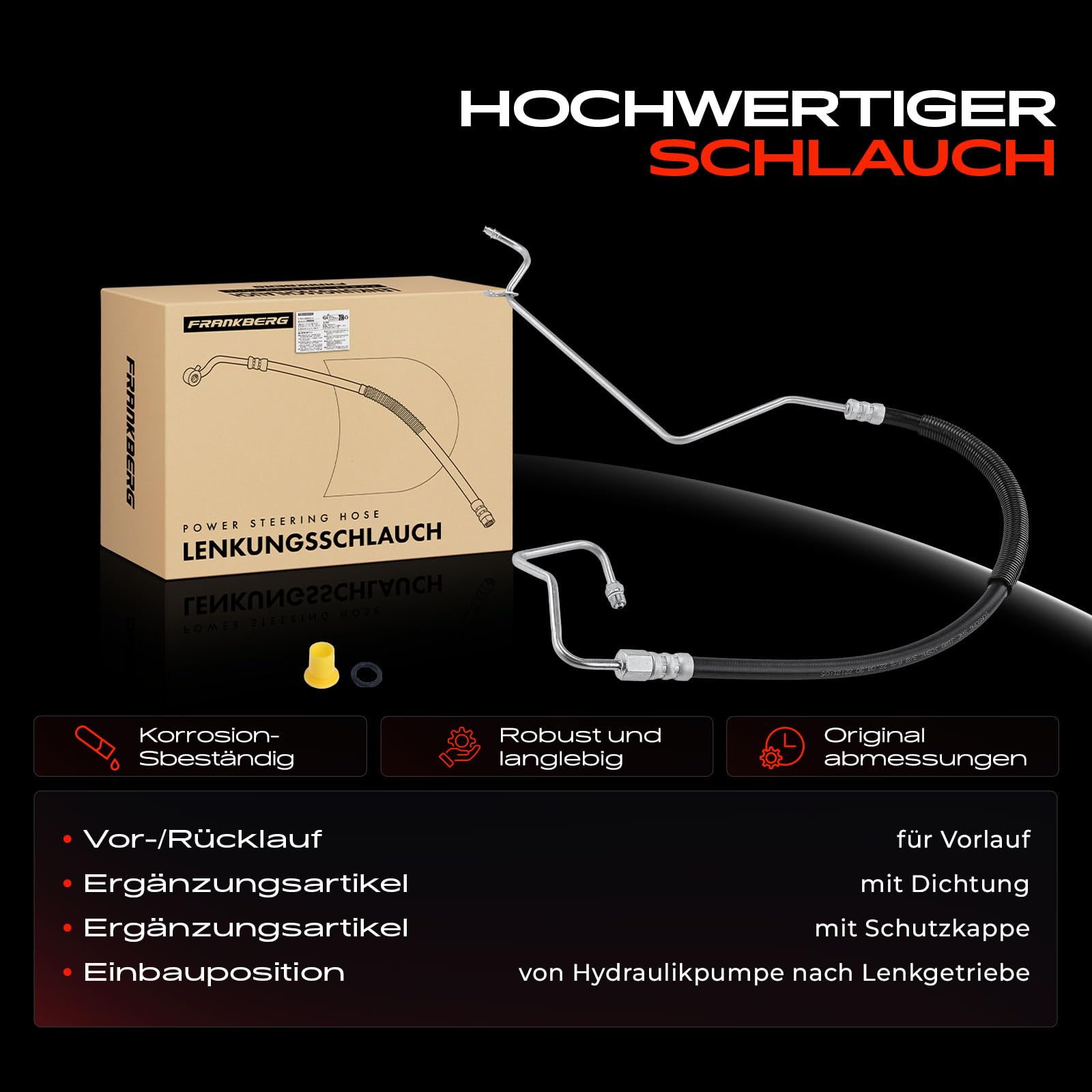 Frankberg 1x Servolenkung Schlauch für Linkslenker Benzin/Diesel - Kompatibel mit Mondeo III B5Y, B4Y, BWY - Replace# 1S7C3A719BK