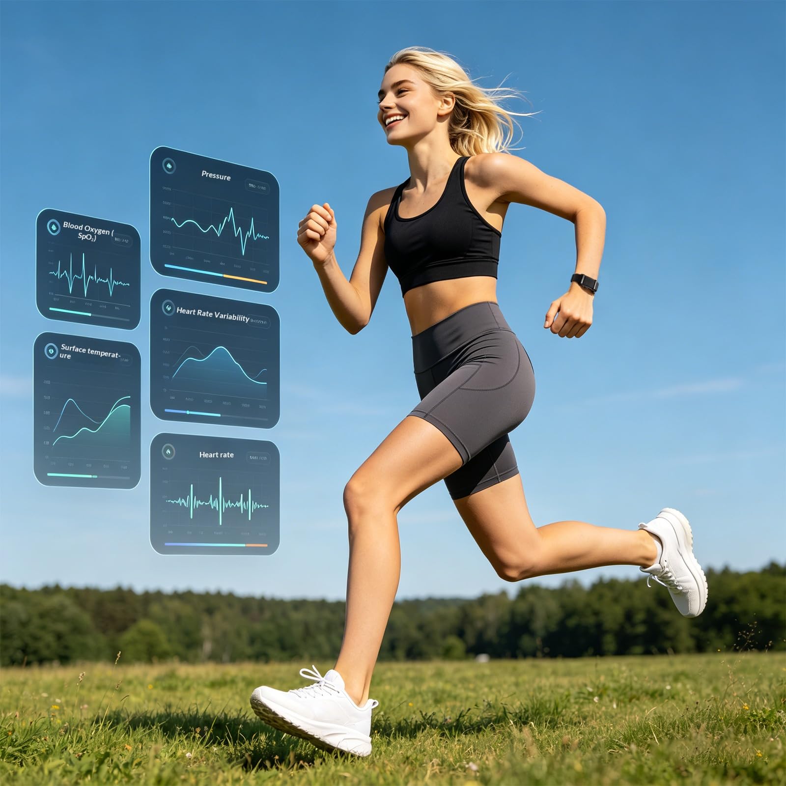 Fitness Tracker senza schermo, cinturino ricaricabile con app, include cavo di ricarica e cinturino in tessuto extra, leggero da indossare per il monitoraggio della salute (nero)